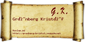 Grünberg Kristóf névjegykártya